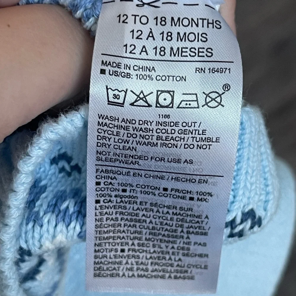 Janie & Jack | Baby Blue Feather Fair Isle Baby Fair Isle Cardigan 12-18mo.